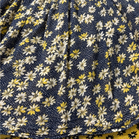 J. Jill Blue and Butter Yellow Floral Mini Double Layered Cotton Mini Skirt - Picture 9 of 11